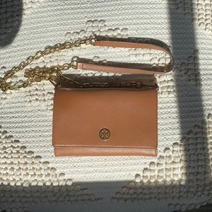 Tory Burch Brown Robinson Chain Wallet/Crossbody